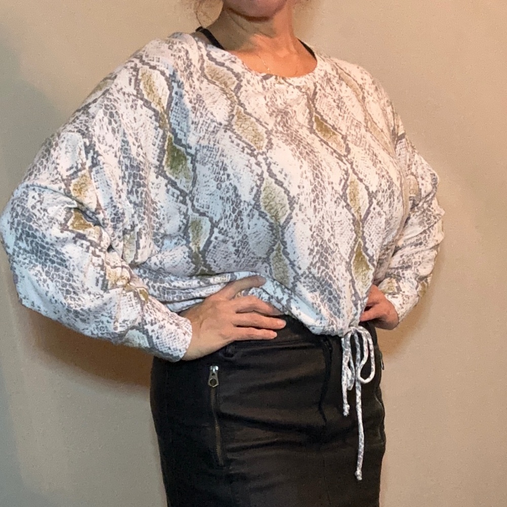 Express batwing snake print top